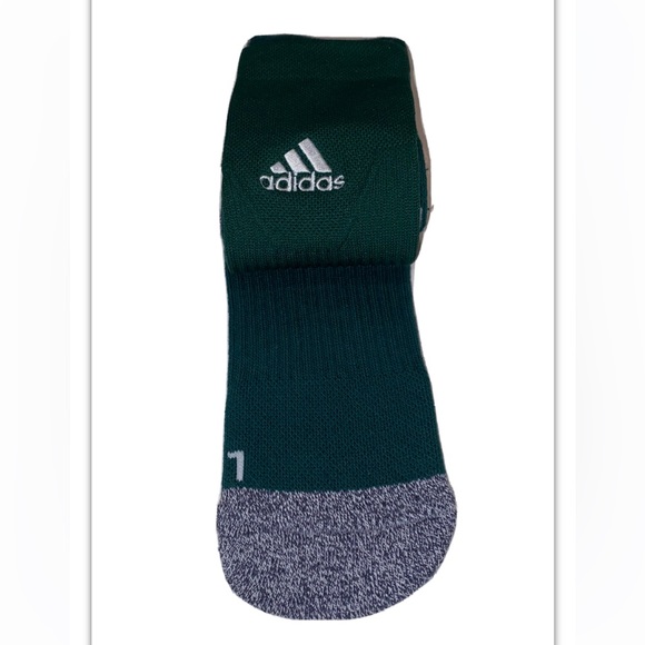 Adidas 5 Star Team Crew Socks 1 Pair Men 6.5-9 WMN 7-10 Green w White Logo Cushi - Picture 8 of 10